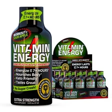 (12 Pack) Vitamin Energy® Workout+ Sour Apple Energy Shots, Clinically Proven