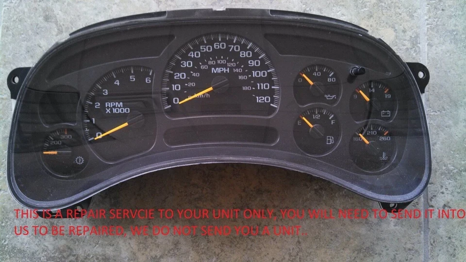 2005 CHEVROLET TAHOE SILVERADO GAUGE CLUSTER SERVIÇO DE REPARO, com LEDs azuis - Imagem 2 de 2