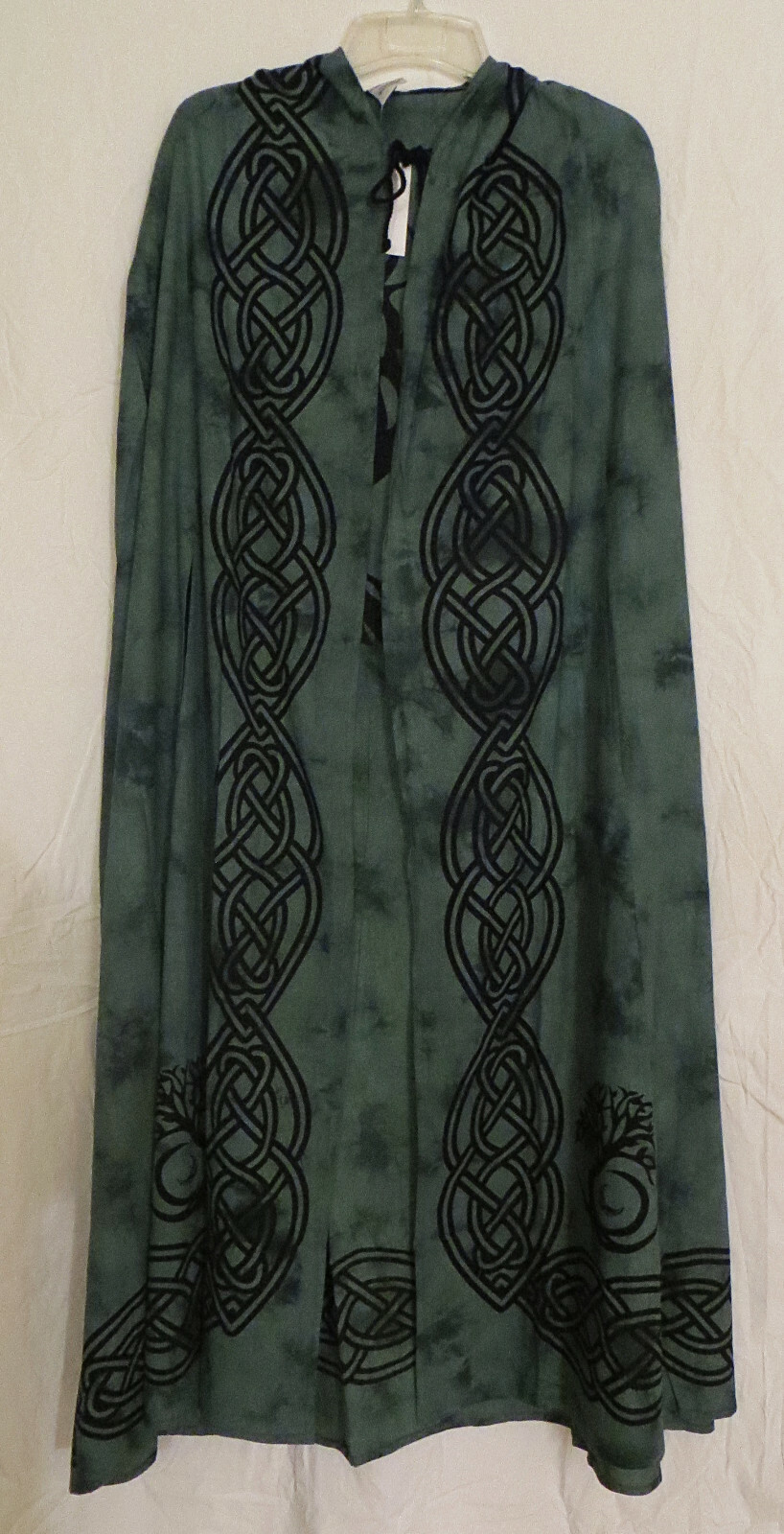 TREE OF LIFE CLOAK GREEN/BLACK RITUAL ROBE PAGAN WICCA GODDESS CELTIC ...