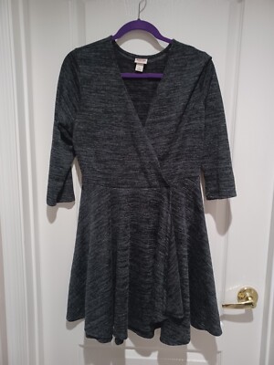 Mossimo Stretch Dress, fit and flare, V-Neck, size Large, Gray | eBay