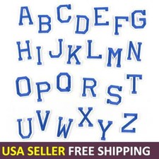 Embroidered Iron on patch Alphabet Letters Your Choice around 2" Blue Color