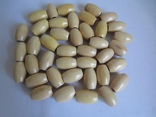 Lot of 40 Natural Wood Oval Oblong Macrame Plant Hanger Craft Beads 1-1/4" 32mm