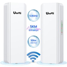 Ueevii Point to Point Gigabit WiFi Wireless Bridge CPE 5KM WiFi Extend 1200Mbps