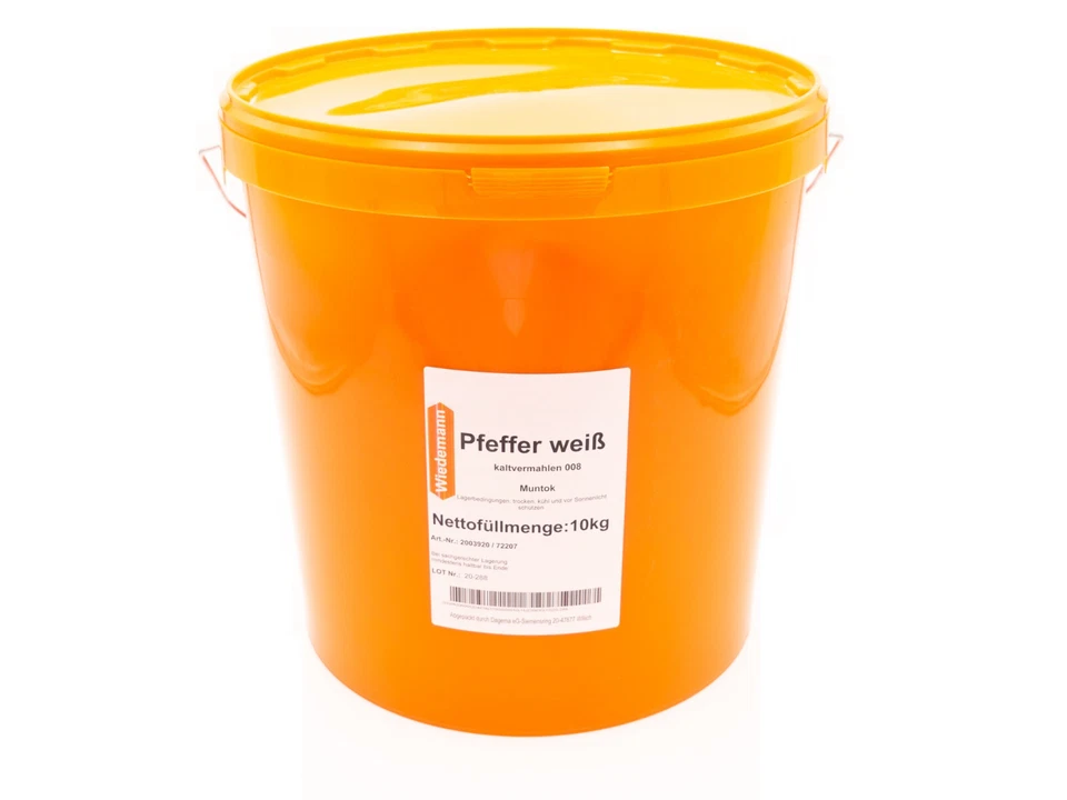 DAGEMA 10 kg Eimer Pfeffer weiß gemahlen 1A Spitzenqualität