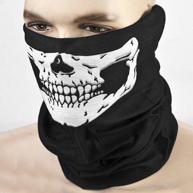 Men Unisex Black Skull Face Tube Mask Neck GAITER Dust Shield Seamless
