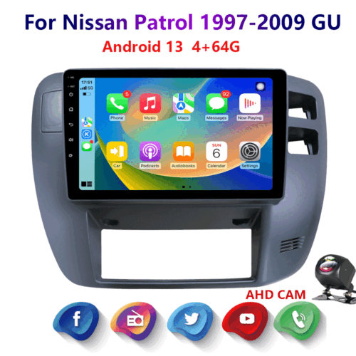4-64G Android 13 For Nissan Patrol 1997-09 GU Carplay Car Stereo Radio GPS Wifi - Photo 1 sur 18