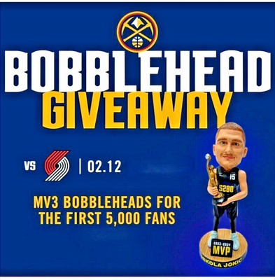 Nikola Jokic Denver Nuggets MV3 Bobblehead SGA 2/12/2025 new in the box