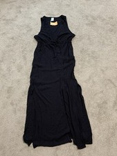 Kona Sol Long Tie Front Cover Up Women Small/Medium Black Lightweight Boho Artsy