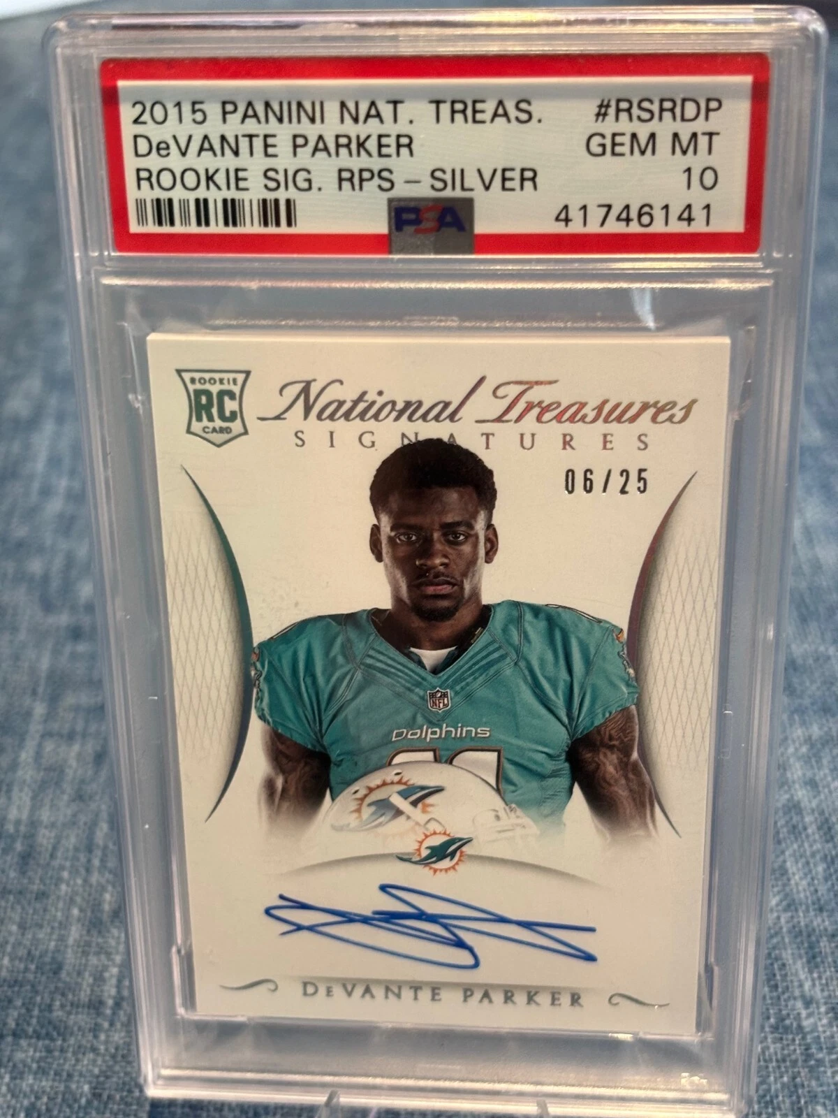DeVante Parker Panini National Treasures Rookie Signature Rps #RSRDP Silver
