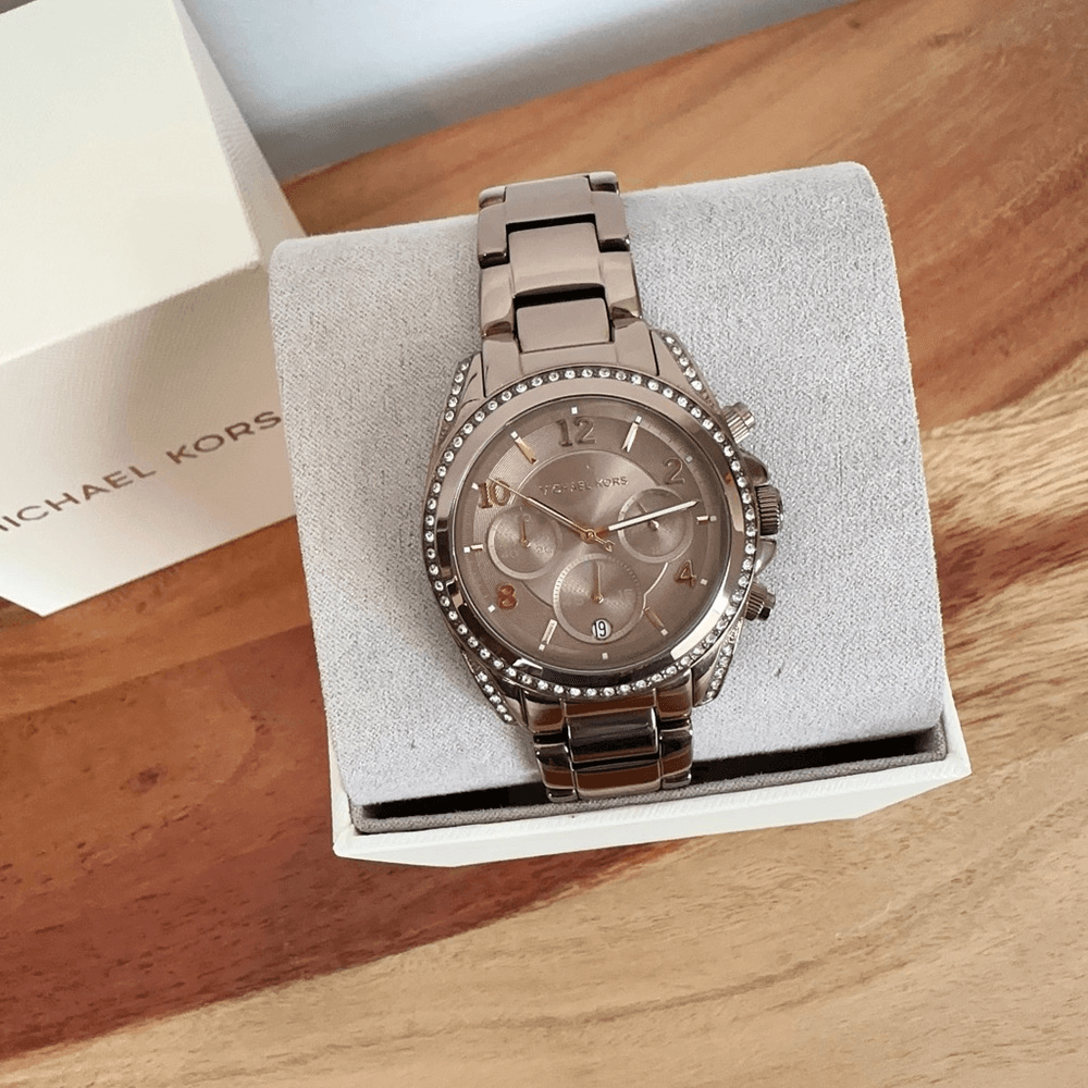 NWT Michael Kors Blair Chronograph Brown Stainless Steel