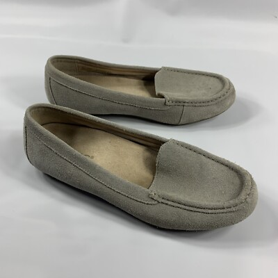 VIONIC DEBBIE GRAY SUEDE LEATHER LOAFERS SLIP ONS COMFORT SHOES US WOMENS SZ 8.5