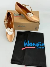 International Dance Shoes ICS RoundToe SingleStrap - Peach Satin 4.5 regular