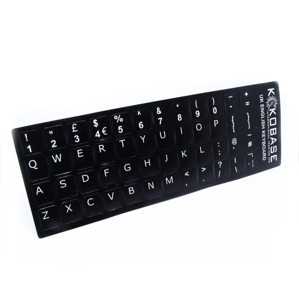 UK English Black Keycap Stickers QWERTY Keyboard Desktop, Laptop, Computer, PC - Image 2 of 4