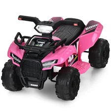 Honeyjoy Kids 6V ATV Quad Electric Ride On Car Toy Toddler w/LED Light&MP3 Pink