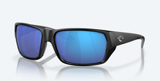 NEW Costa Del Mar TAILFIN Polarized Sunglasses Matte Black / Blue 580p Lens