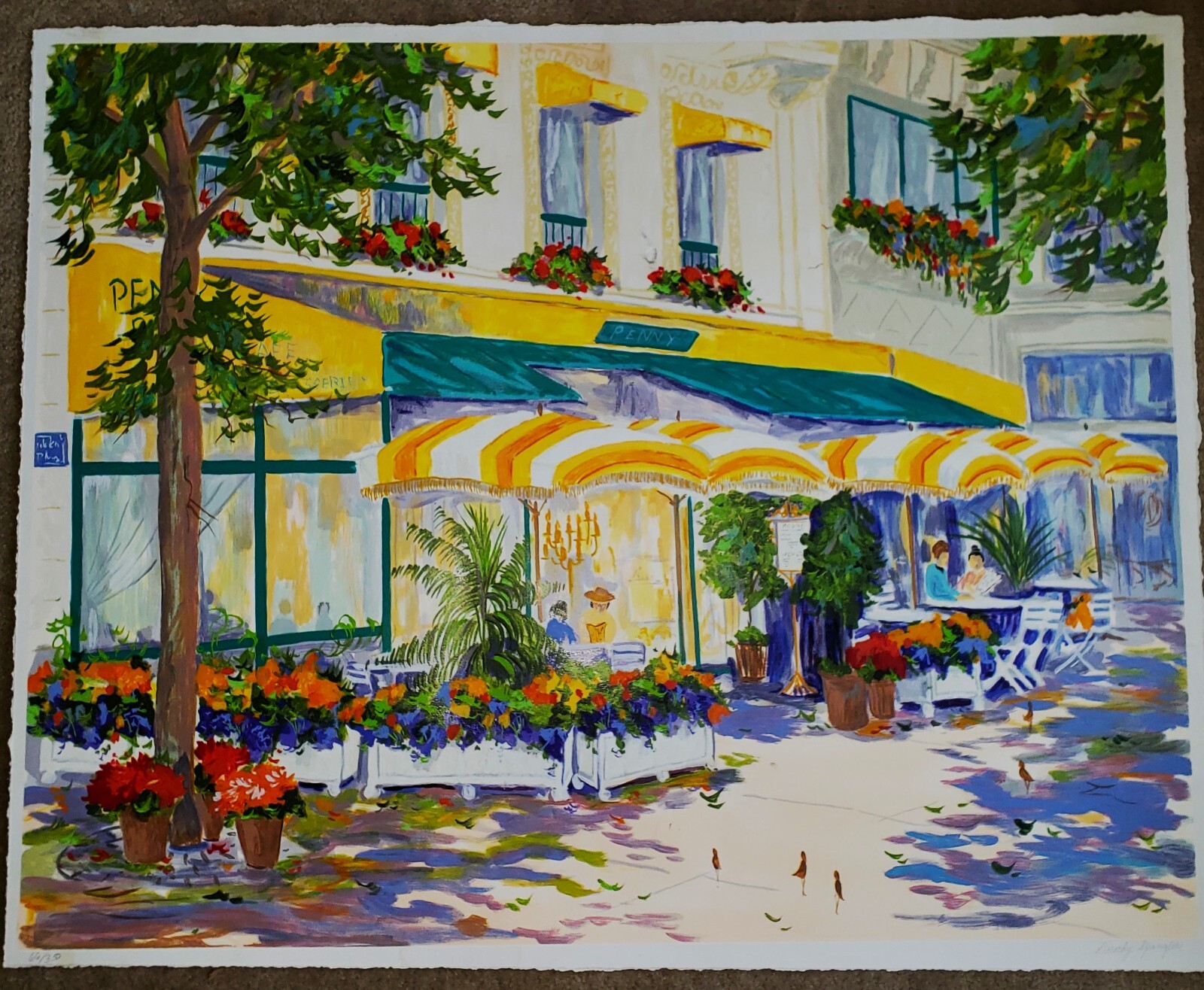 DOROTHY SPANGLER (b. 1928) Pencil SIGNED Cafe Scene Large Serigraph 66/350 WOW!