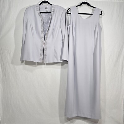 R & M RICHARDS Mother of The Bride Special Occasions Gray SET-2 Dress/Jacket 18.