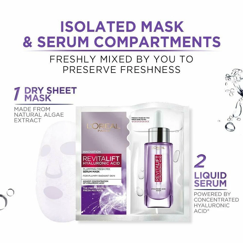 L'Oréal Paris Revitalift Hyaluronic Acid Fresh Mix Serum Sheet Mask, 33 grams - Image 4 of 4