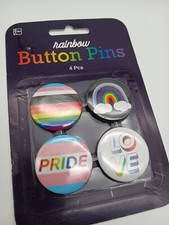 4 buttons Pins set PRIDE Rainbow Love LGBTQIA