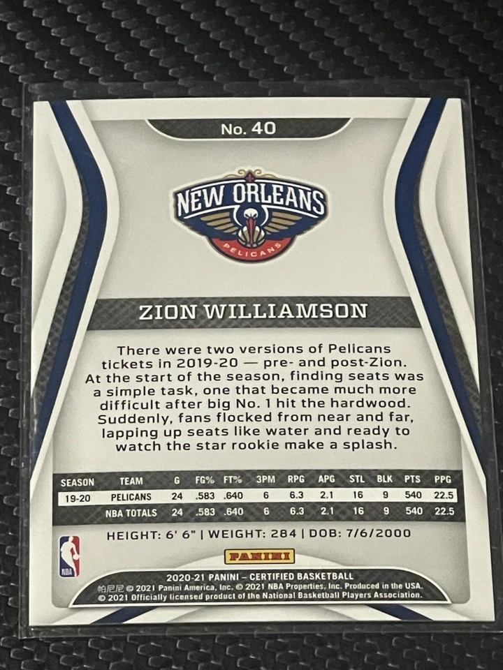 2020-21 Certified Asia Exclusive Zion Williamson #40 - Image 2 of 2