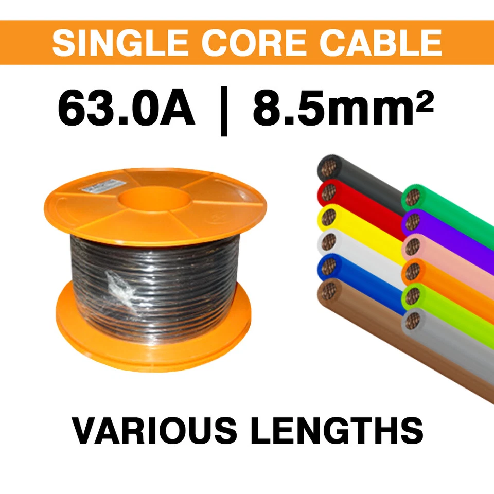 DUN-BRI GROUP 8.5mm² Single Core Automotive Cable 63.0A - 1m 5m 50m 100m & 500m lengths