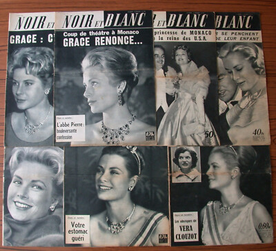 Lot of 7 magazines BLACK and WHITE GRACE KELLY prince RAINIER MONACO MONTE CARLO 1957-62