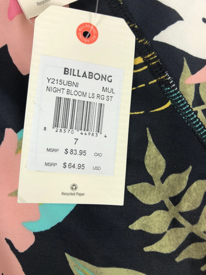 Billabong, Girl’s Long Sleeve Floral Multicolored Rashguard Set, Size 7 - Image 3 of 4