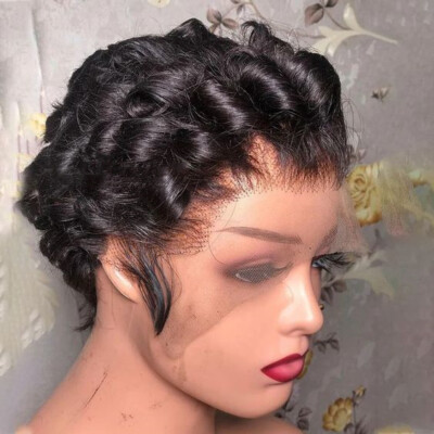 13x4 Lace Front Wigs Short Pixie Cut Bob Wave Human Hair Wigs Brazilian Hair 