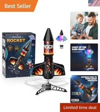 Motorized Air Rocket Toy for Kids - Rechargeable, LED Night Launch, Safe Landing