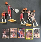 LOT of (5) Michael Jordan Starting Lineups w/ Cards & Coin