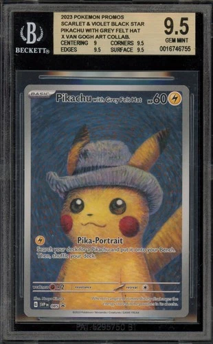 Pokemon Pikachu with Grey Felt Hat Van Gogh Full Art Promo SVP EN 085 BGS 9.5