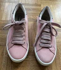 Marc Jacobs “Empire” Pink Taffeta Glitzy Tie Pewter Heel Sneaker Size 39 (8)