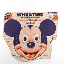 1950s Mickey Mouse Mask Wheaties Cereal Box Walt Disney Cut Out Fun Vtg