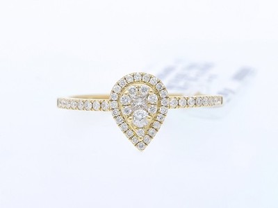 Tropfen Ring 47 funkelnden Diamant Brillanten 585 Gelb Gold neu Deta Top Preis
