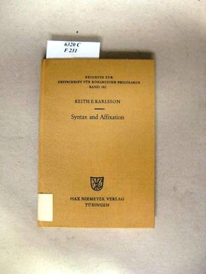 Syntax and Affixation. Karlsson, Keith E.: