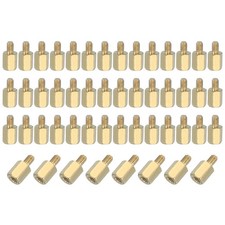 50 Pcs M2.5 x 6+4 mm Female Thread Hex Brass PCB Standoff Gold
