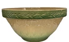 Antique HTF McCoy Yelloware  Mixing Bowl Green Creme Gothic & Vine Pattern-Read