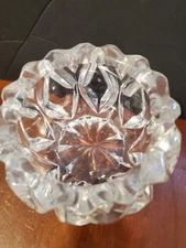 lead crystal trinket dish, thick sides, very heavy, diamond cut sides, 3.5" diam