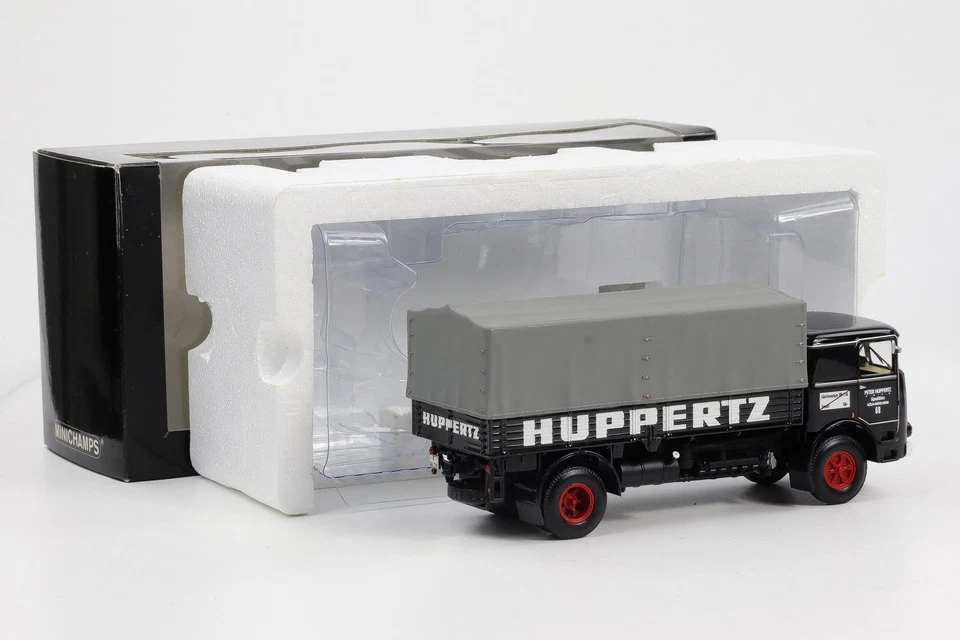 Camion pianale 1:43 Minichamps Büssing Lu11/16 con telone "Huppertz" - Immagine 3 di 4