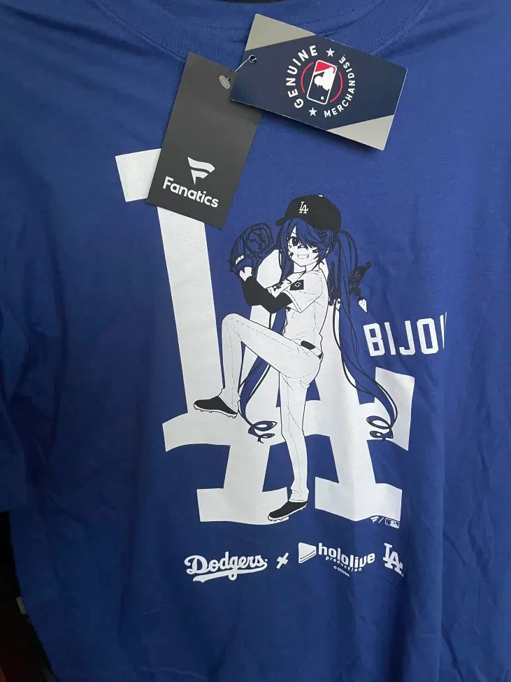 Official LA Dodgers x Hololive Night Koseki Bijou T-shirt Size