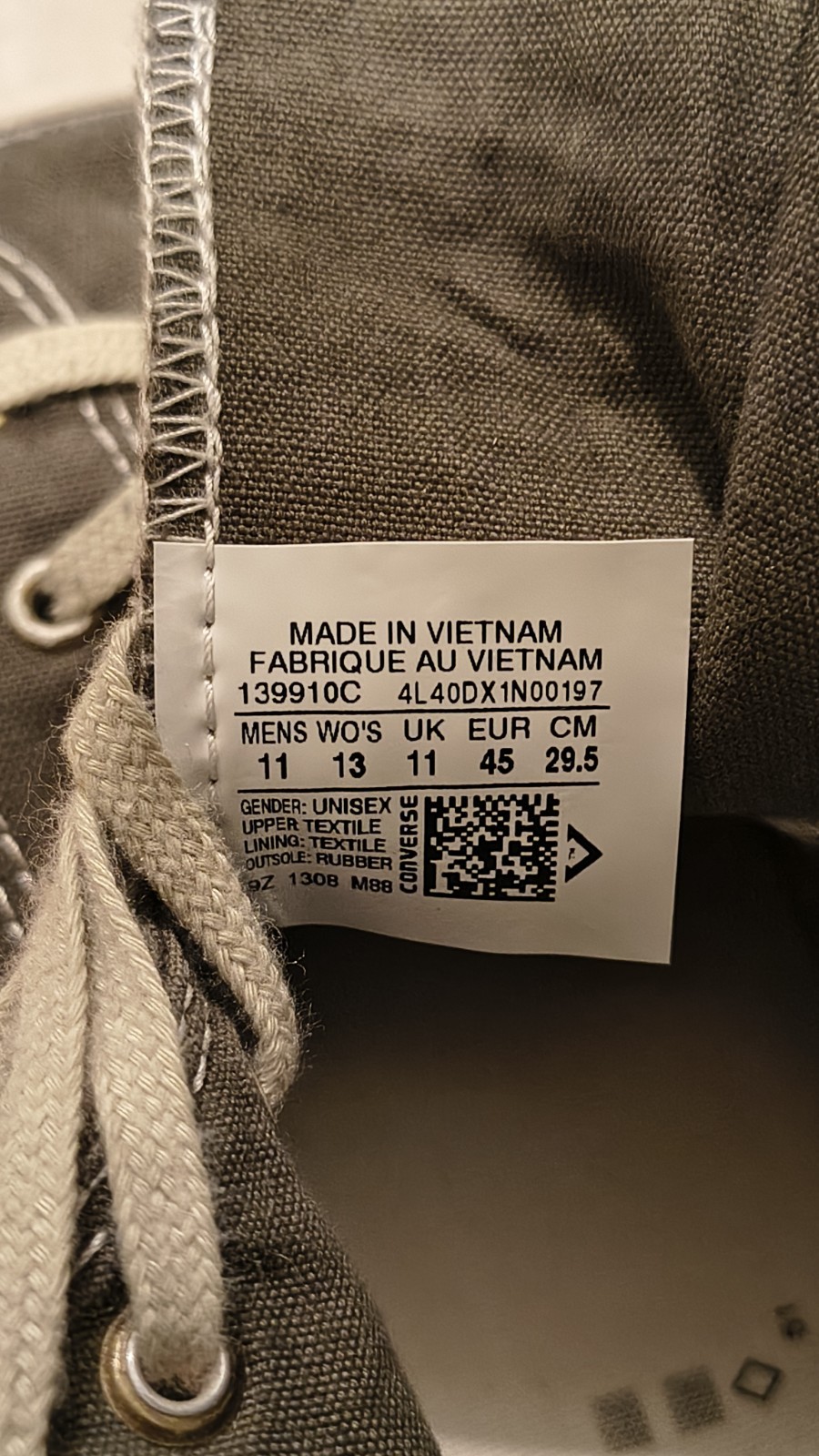 Converse Chuck Taylor All Star High Top Gray White Canvas Sneakers Size 11 thumbnail 7