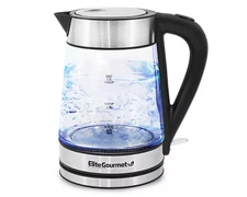 Elite Platinum 1.7L Stainless Steel Glass Kettle, Cordless Electric