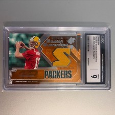 AARON RODGERS RC PATCH 2005 UPPER DECK SPX ROOKIE SWATCH SUPREMACY #RS-AR CGC 9