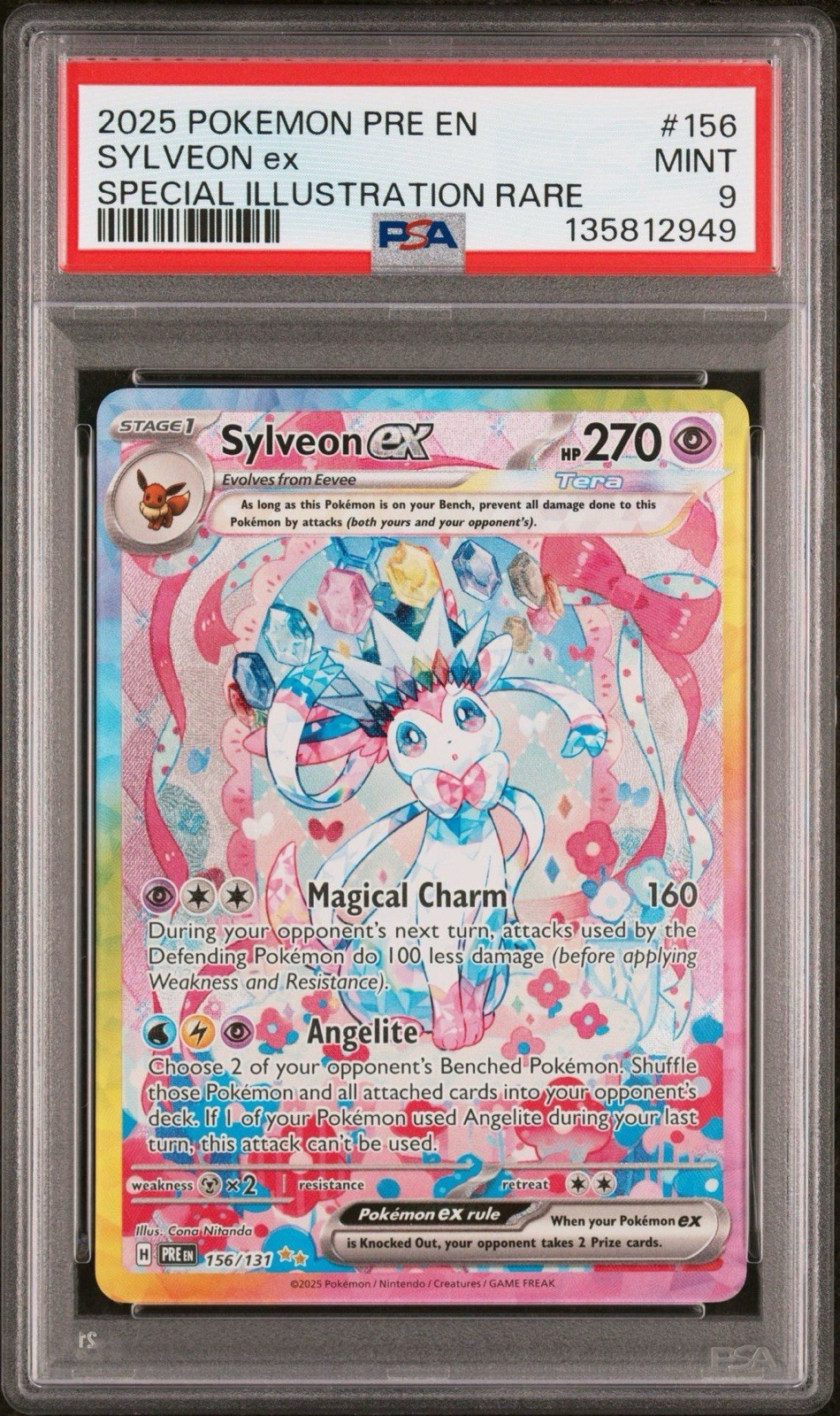 Pokémon Sylveon EX TCG Card 156/131 Prismatic Evolutions PSA 9