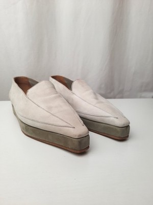 Claude Montana pour Stephane Kélian flache Sandalen Vintage weiß Leder