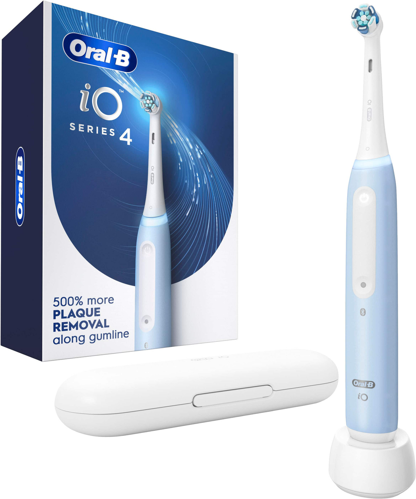 Перезаряжаемая электрическая зубная щетка Oral-B - iO Series 4 с насадкой - Ледяным синим