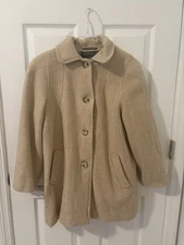 Towne Collection by London Fog Tan Wool Blend Button Front Coat Women’s Small
