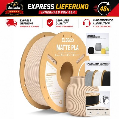 ELEGOO Matte PLA Filament 1.75 mm Beige 1 kg, 3D Printer Filament PLA | Clean