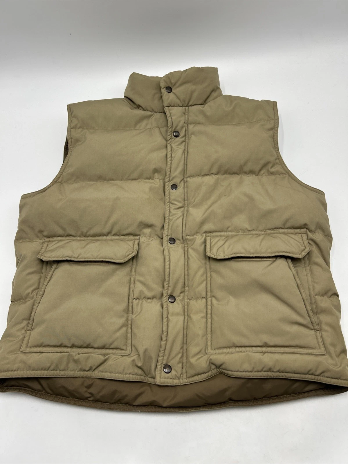 Vintage 80's Down Puffer Vest Mens XL TAN Herman's Gorp Cabincore Grunge