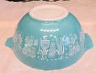Vintage Pyrex Amish Turquoise Butter print  1 1/2 qt  Mixing Nesting Bowl, #442